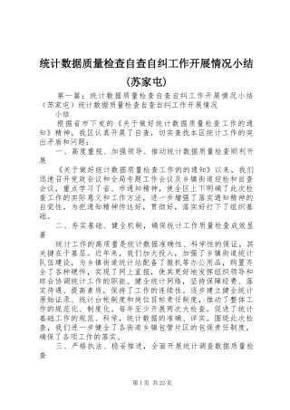 统计数据质量检查自查自纠工作开展情况小结(苏家屯)