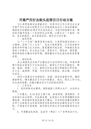 开展严历打击街头犯罪百日行动方案