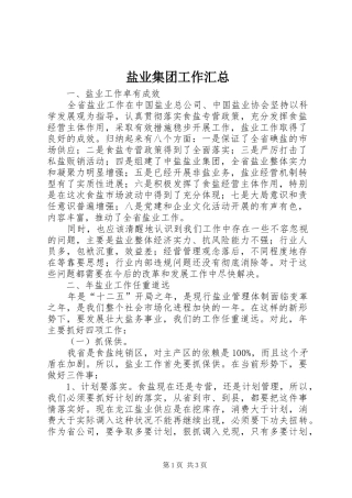 盐业集团工作汇总