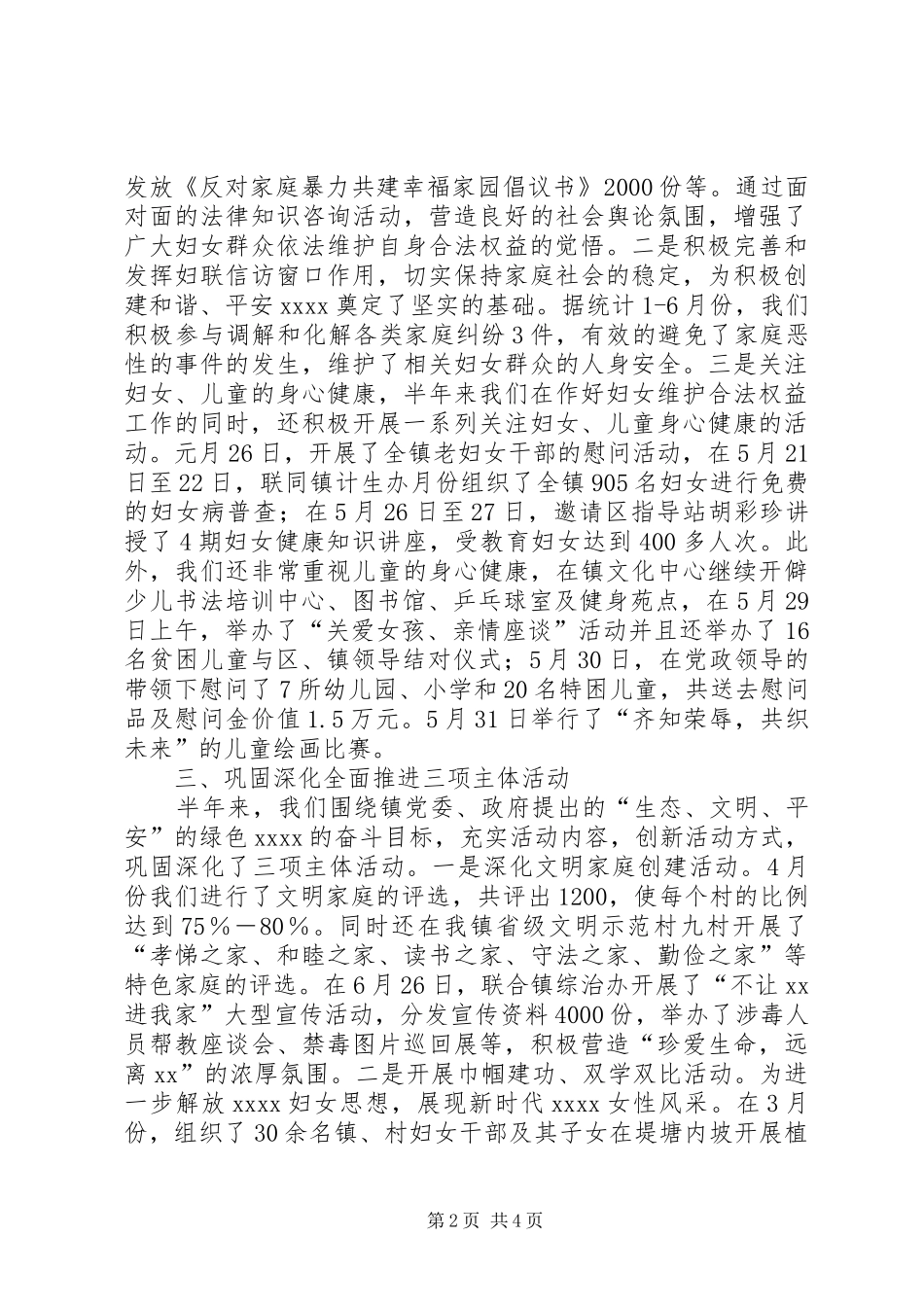镇妇联上半年工作总结范文_第2页