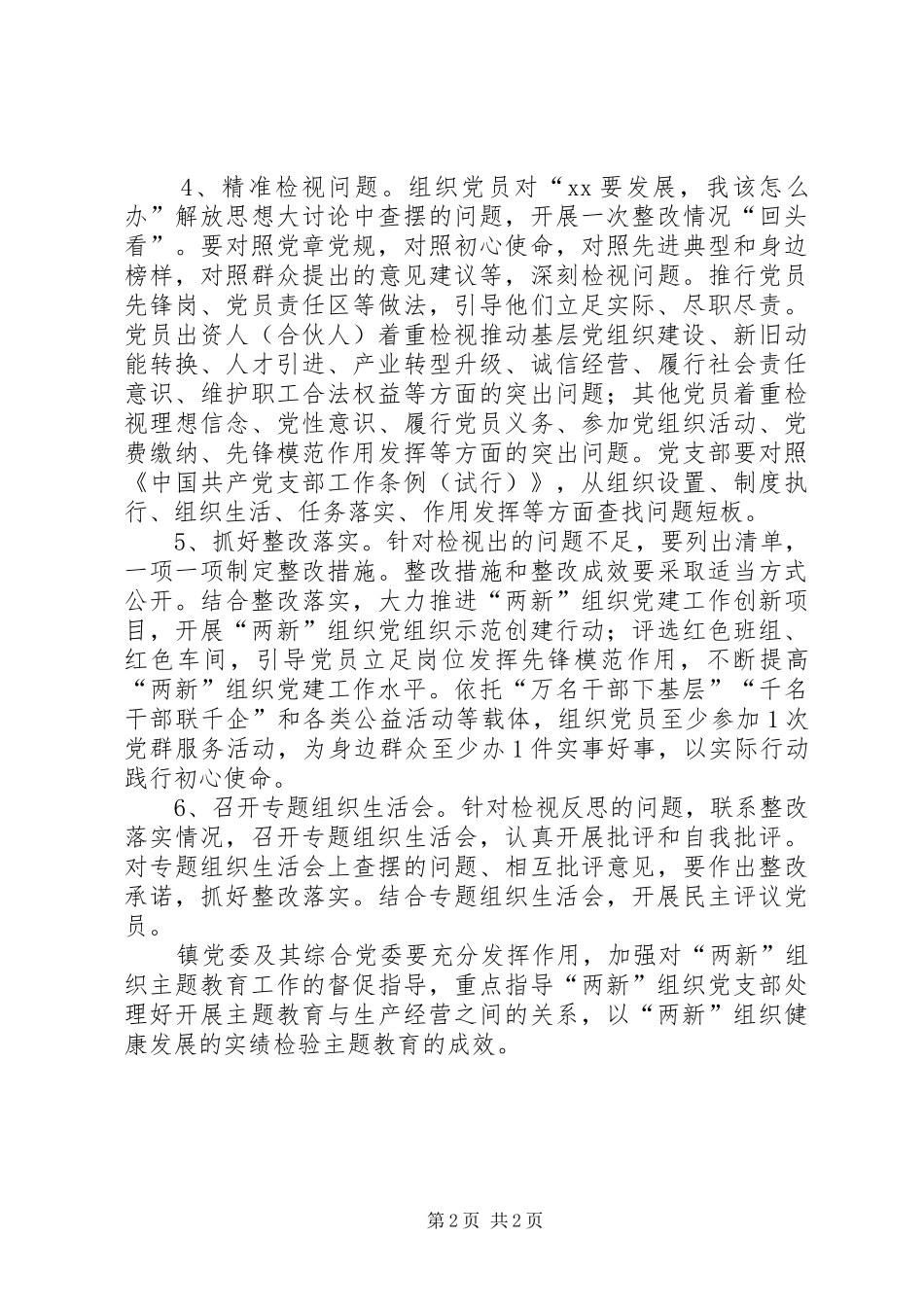 XX社会组织党支部开展主题教育的指导实施方案_第2页