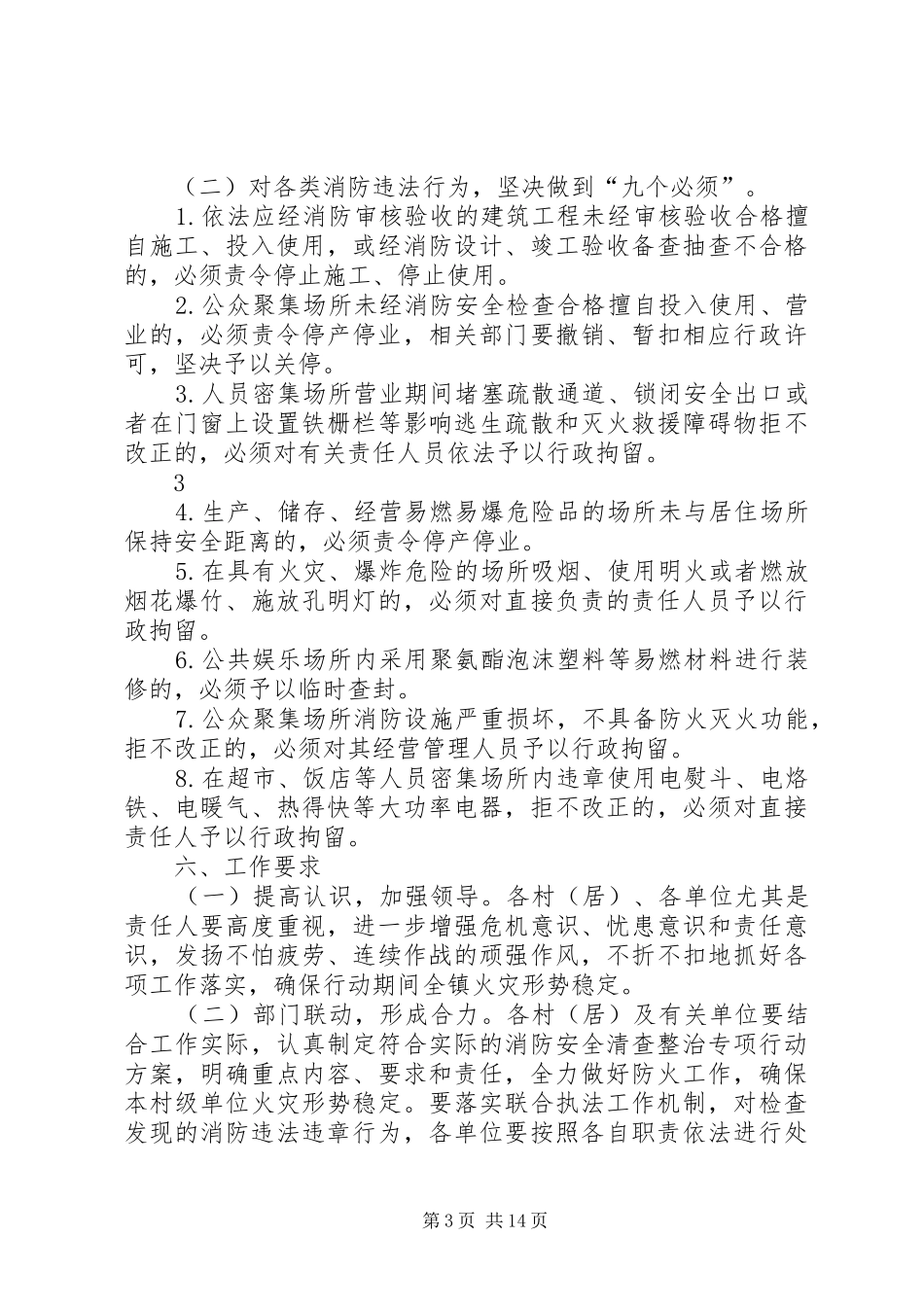 乡镇消防安全检查整治专项行动实施方案_第3页