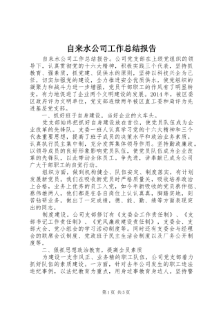 自来水公司工作总结报告