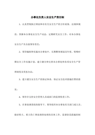 办事处负责人安全生产责任制