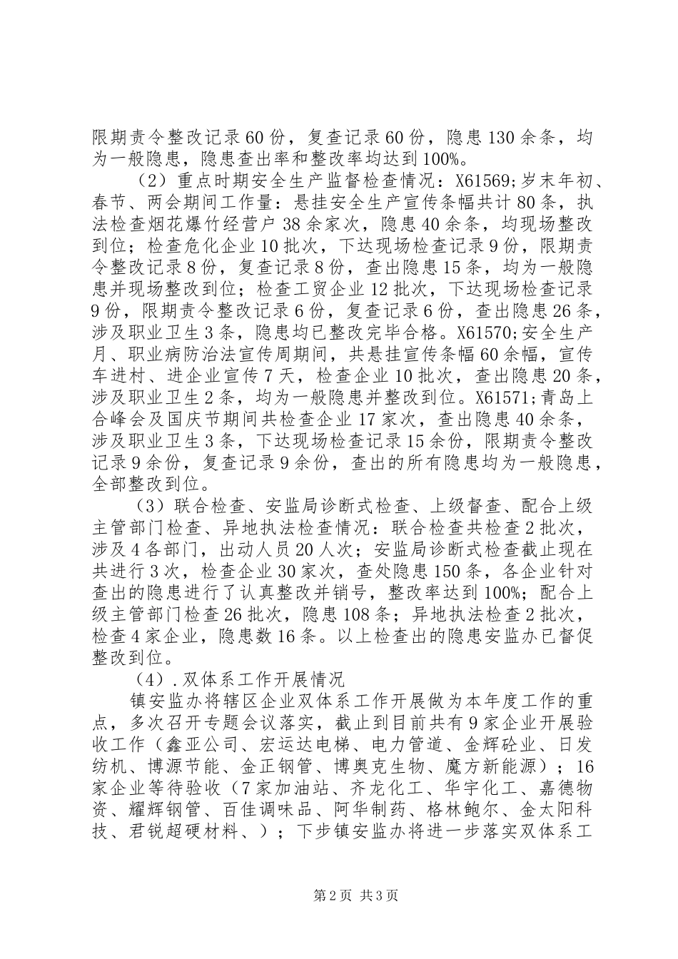 镇安监办XX年安全生产工作总结_第2页