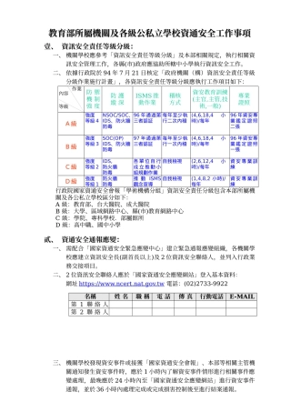 教育部所属机关及各级公私立学校资通安全工作事项