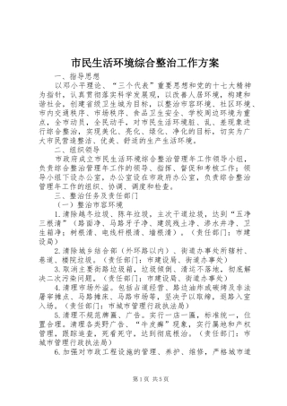 市民生活环境综合整治工作实施方案