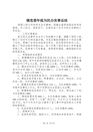 镇党委年底为民办实事总结