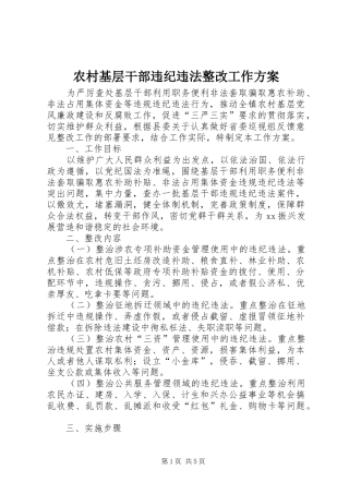 农村基层干部违纪违法整改工作方案
