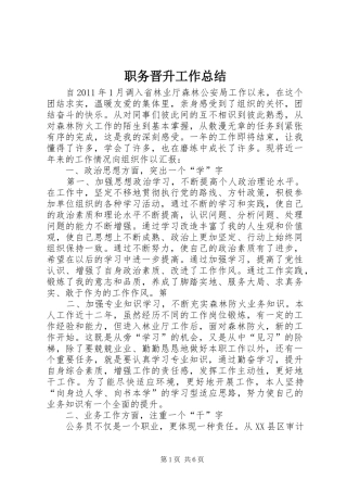 职务晋升工作总结