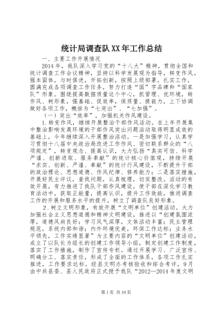 统计局调查队XX年工作总结