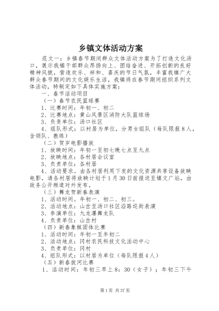 乡镇文体活动实施方案