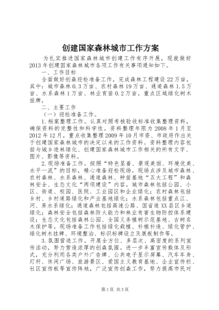 创建国家森林城市工作实施方案