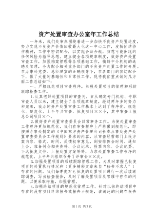 资产处置审查办公室年工作总结