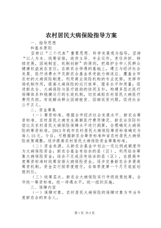 农村居民大病保险指导实施方案
