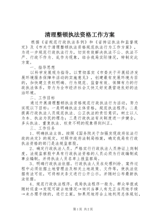 清理整顿执法资格工作方案