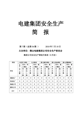 XXXX年7月份[54]期安全简报-佛山电建集团公司
