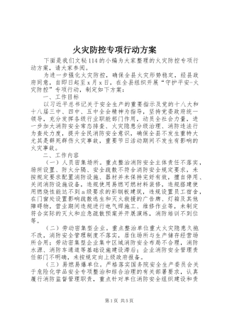 火灾防控专项行动实施方案