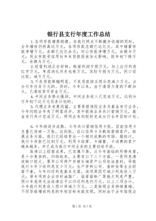 银行县支行年度工作总结