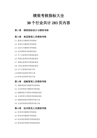 绩效考核指标库大全(30个行业共计283