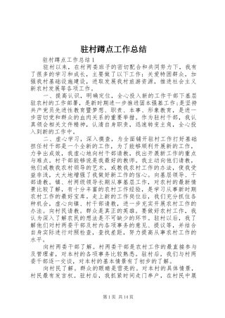 驻村蹲点工作总结
