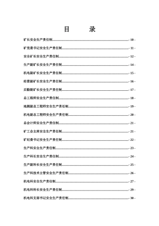 煤矿安全生产责任制(XXXX最新修订版)