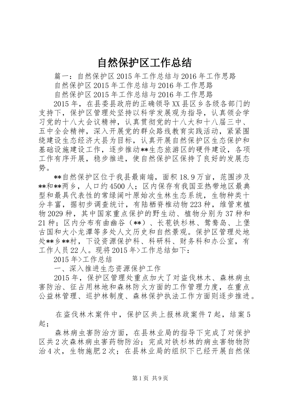 自然保护区工作总结_第1页