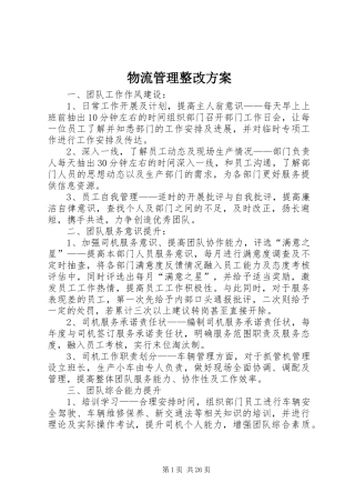 物流管理整改实施方案