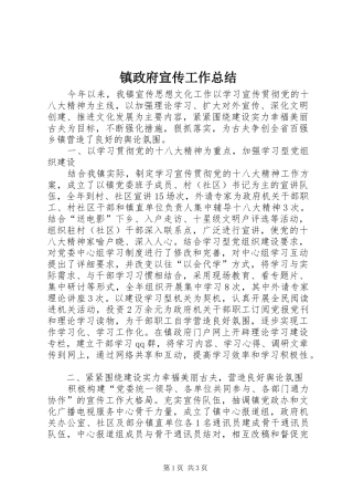 镇政府宣传工作总结