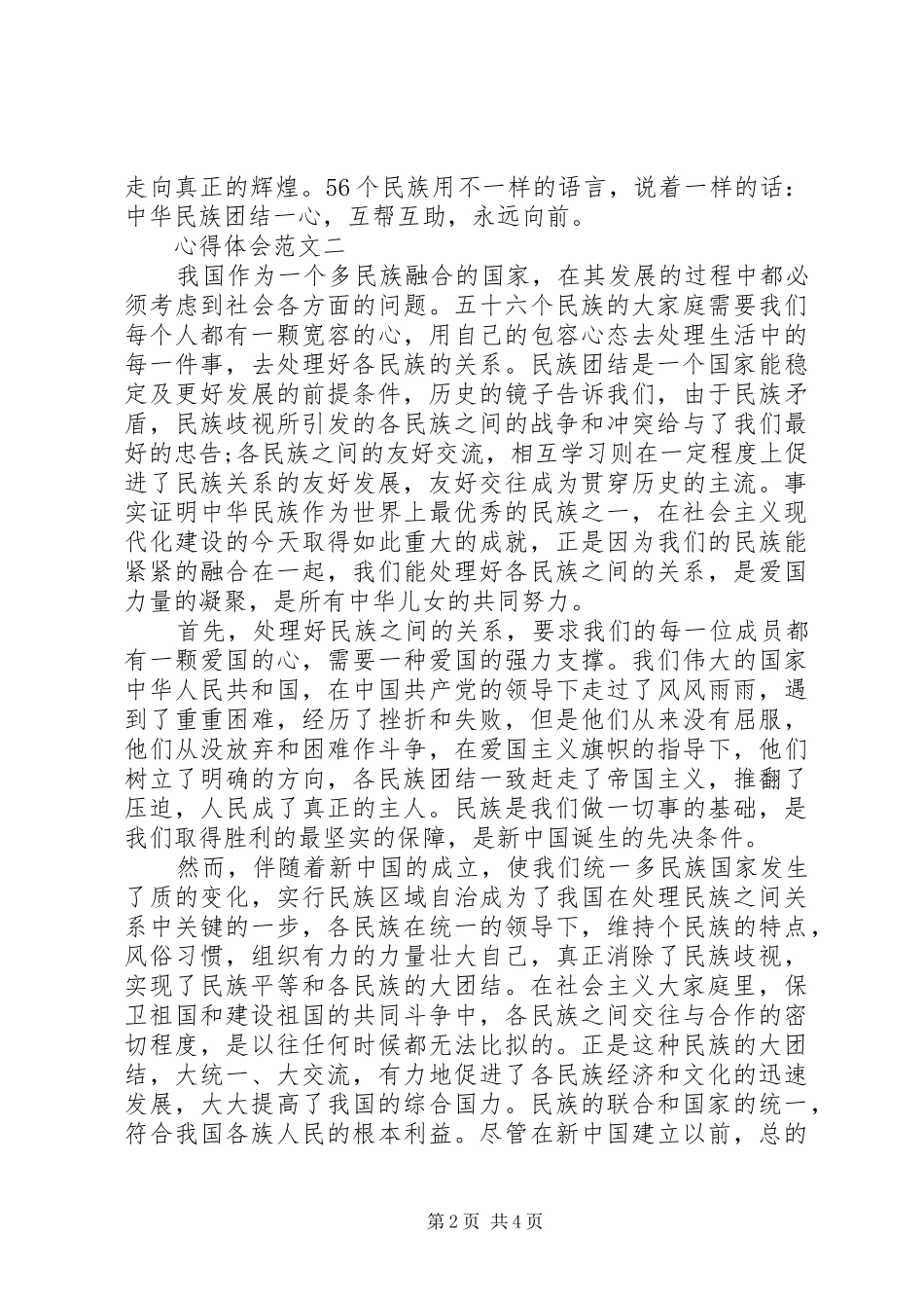 维护民族团结心得体会（汇总篇）_第2页