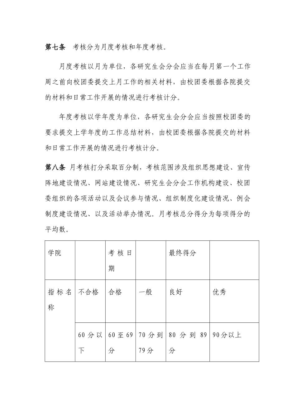 共青团中南财经政法大学委员会分团委工作考核办法(09版)_第2页