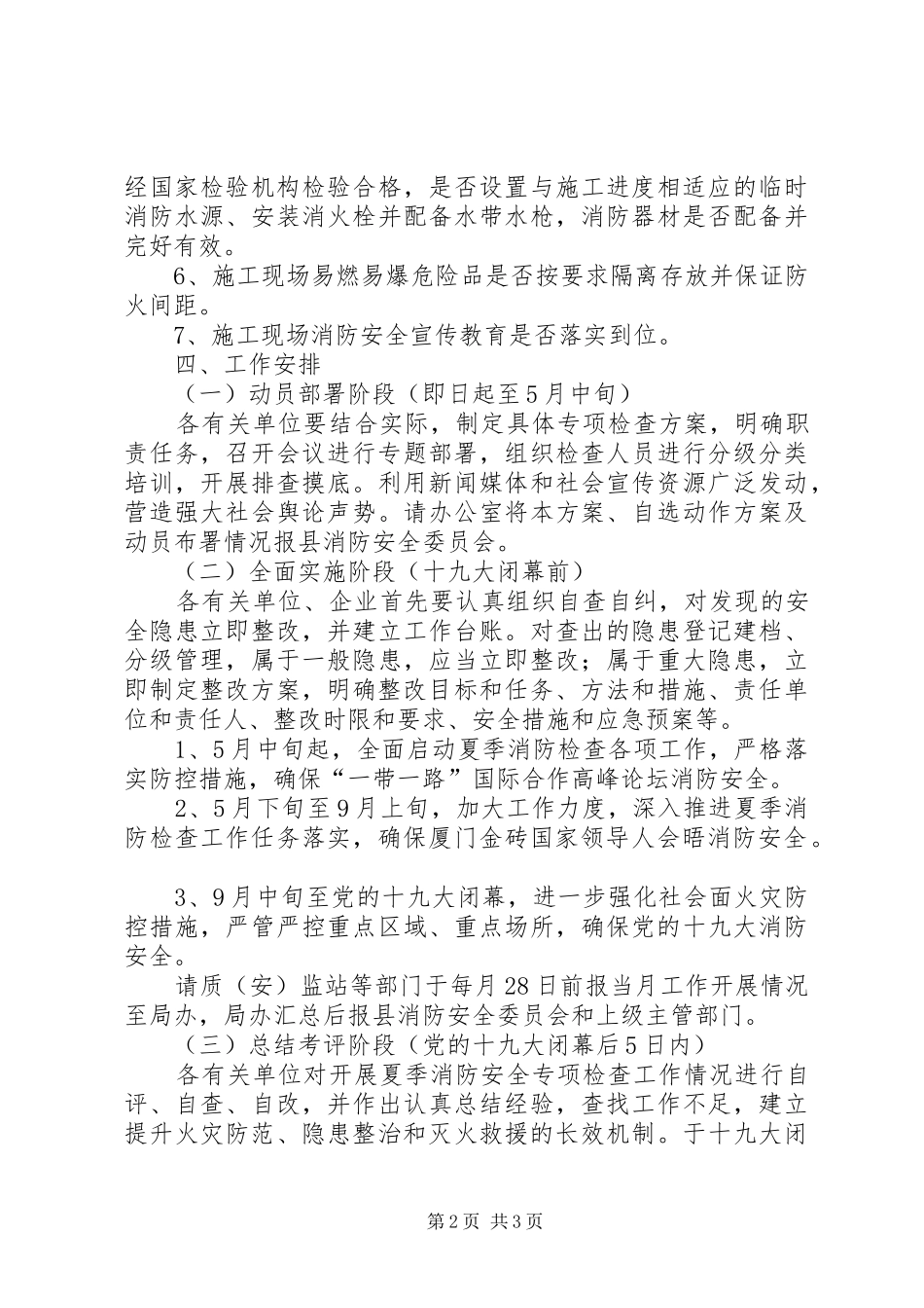 建设行业夏季消防检查工作实施方案_第2页