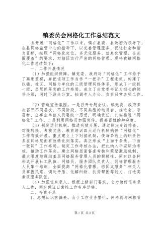 镇委员会网格化工作总结范文