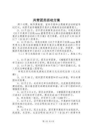 共青团员活动实施方案