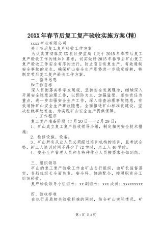 XX年春节后复工复产验收方案(精)