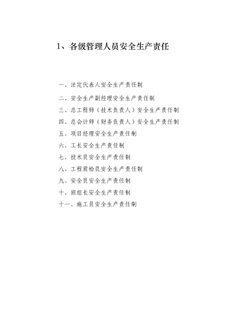 四、(1)各级安全生产责任制目录及文件