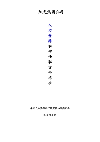 集团公司人力资源职种任职资格体系标准