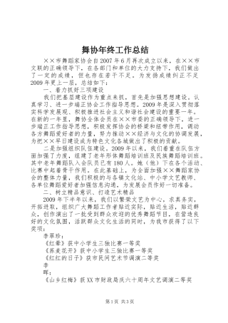 舞协年终工作总结