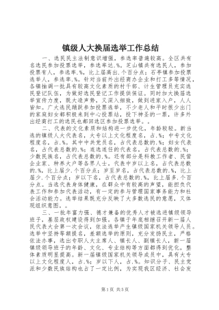 镇级人大换届选举工作总结