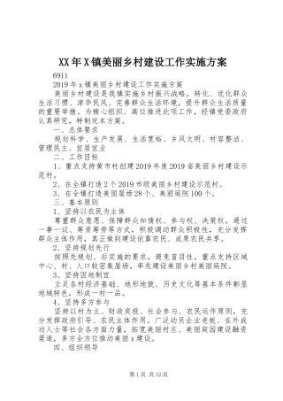 XX年X镇美丽乡村建设工作方案
