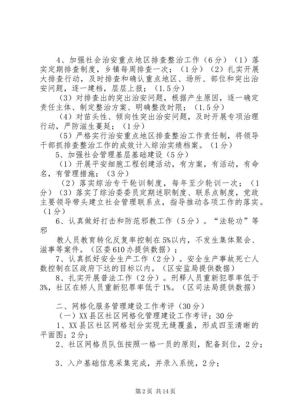 XX年度乡镇(街道)综治工作考评实施方案_第2页