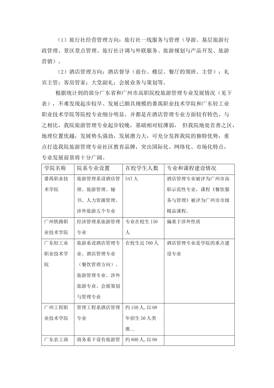 广州城市职业学院旅游管理专业建设规划_第2页