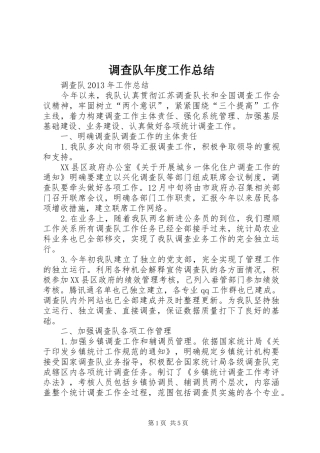 调查队年度工作总结