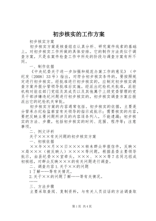 初步核实的工作实施方案