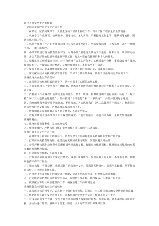 煤矿各岗位人员安全生产责任制