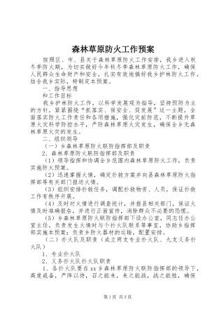 森林草原防火工作预案