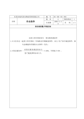 东莞居安物业管理公司保安作业指导书