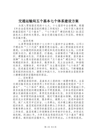 交通运输局五个基本七个体系建设实施方案