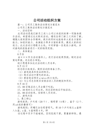 公司活动组织实施方案