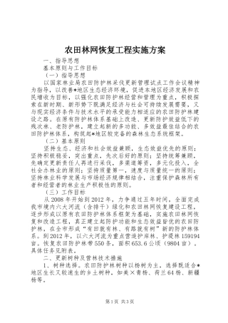 农田林网恢复工程方案